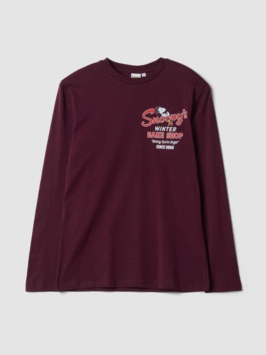Maglia pigiama viola in puro cotone organico con stampa Peanuts_0