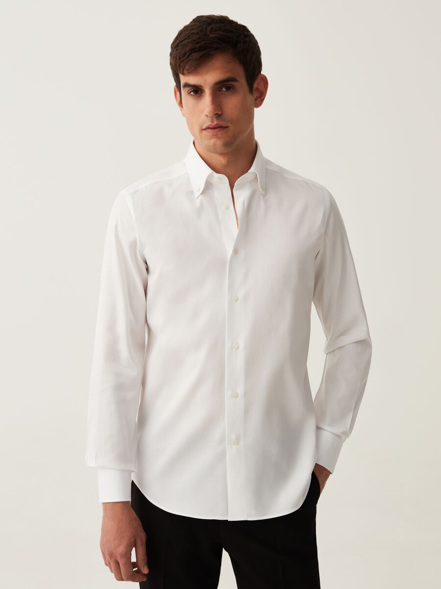 Slim-fit button-down shirt in Oxford cotton_0