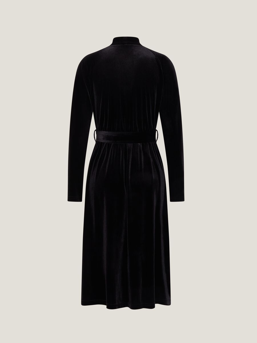 Velvet midi dress with belt_4