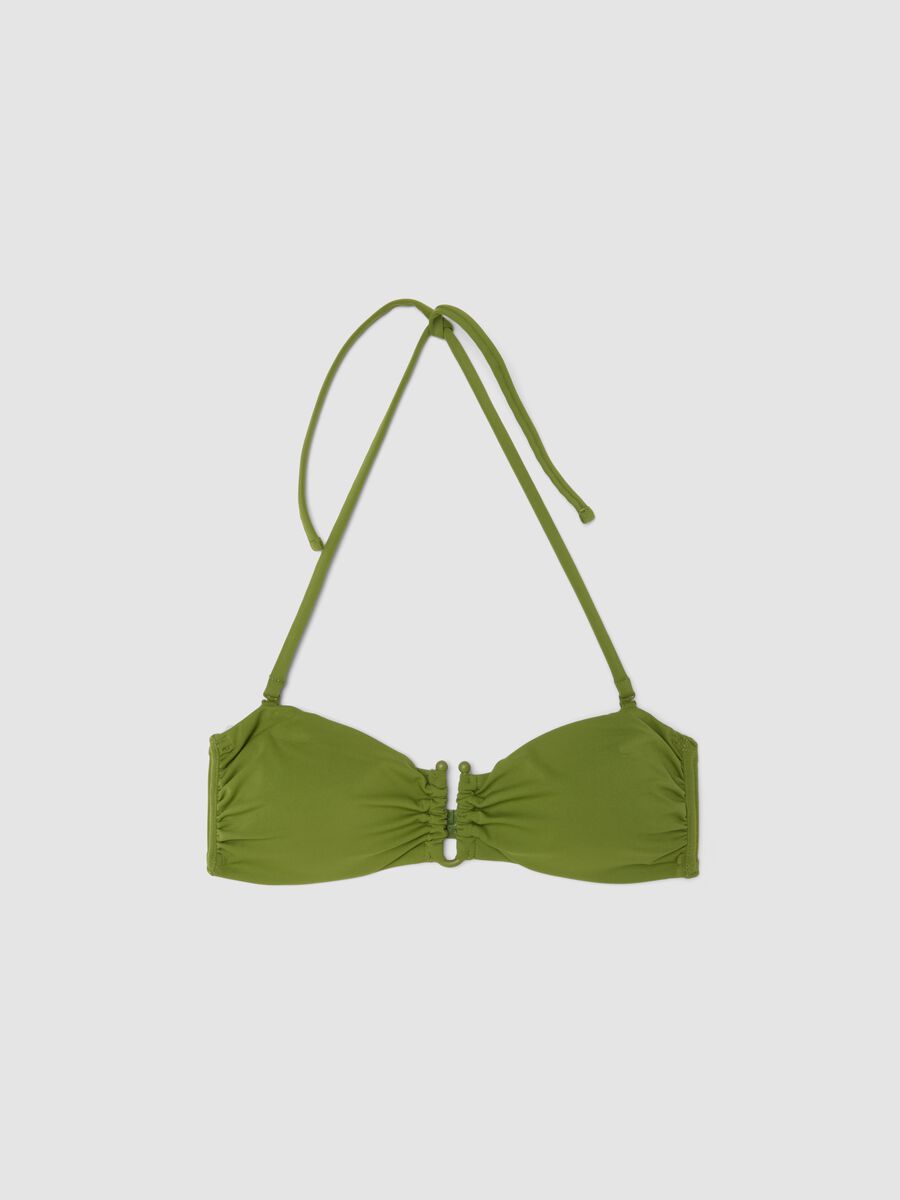 Green bandeau bikini top in stretch fabric_4