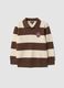 Brown striped polo-collar top_0