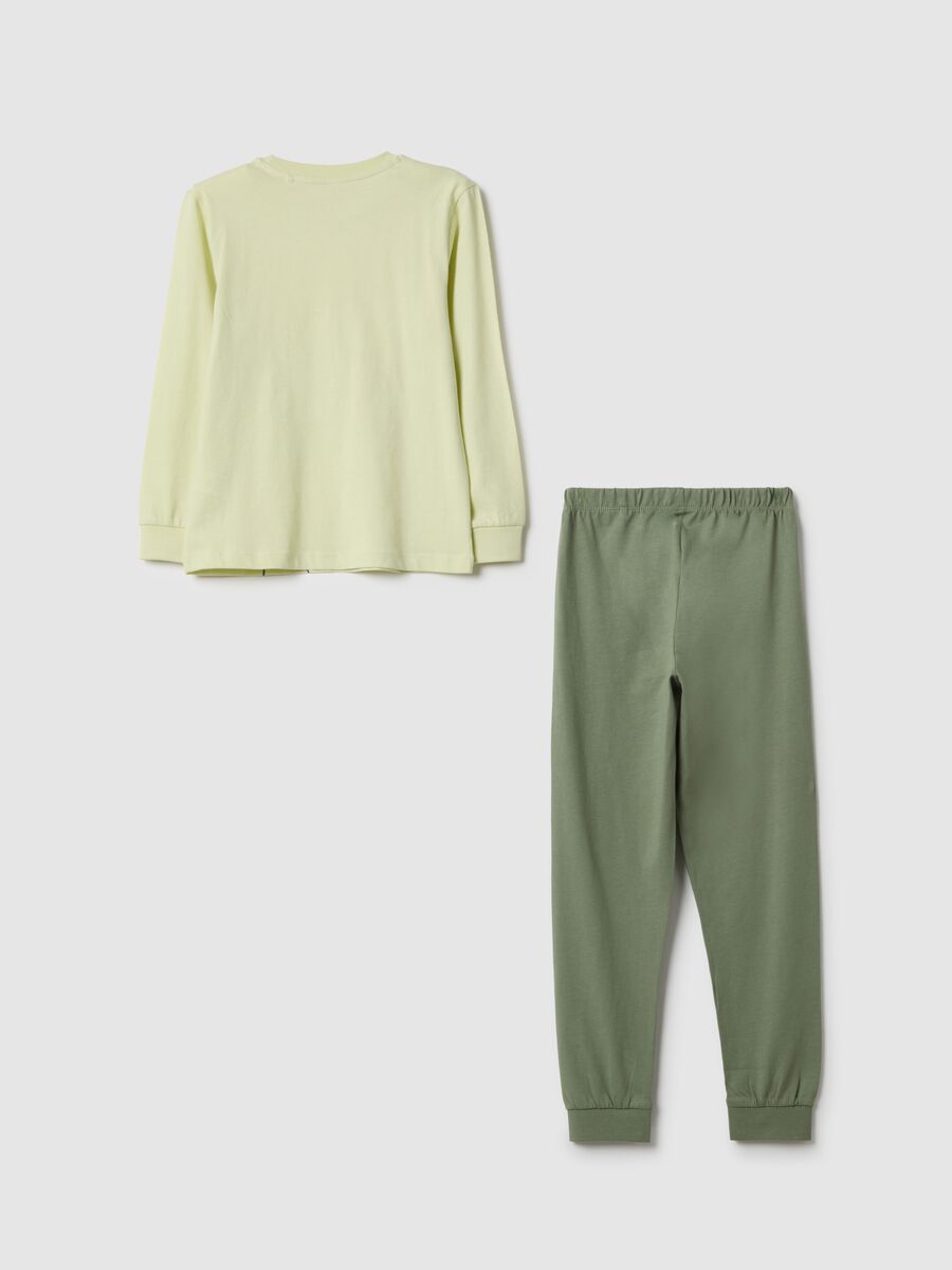 Children's green pure cotton pyjamas with frog print, regular fit_1