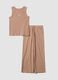 Brown pure organic cotton pyjamas with sleeveless top and printed trousers_4