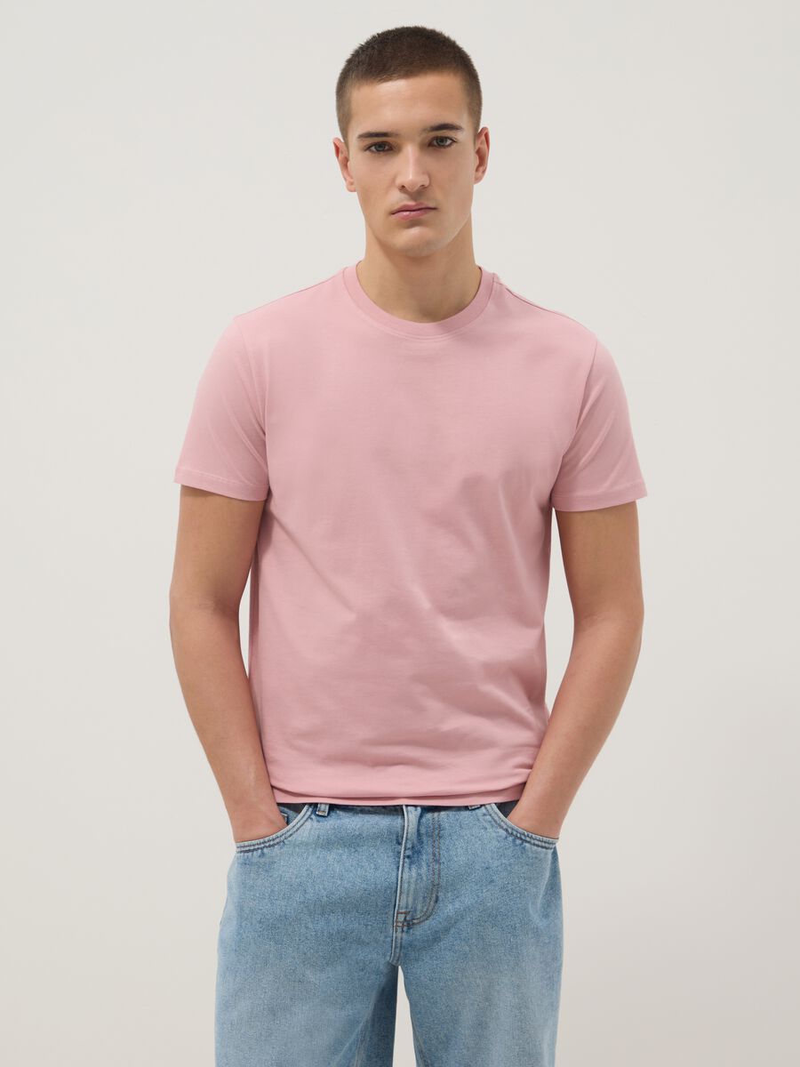 Pink pure cotton short-sleeve T-shirt_1