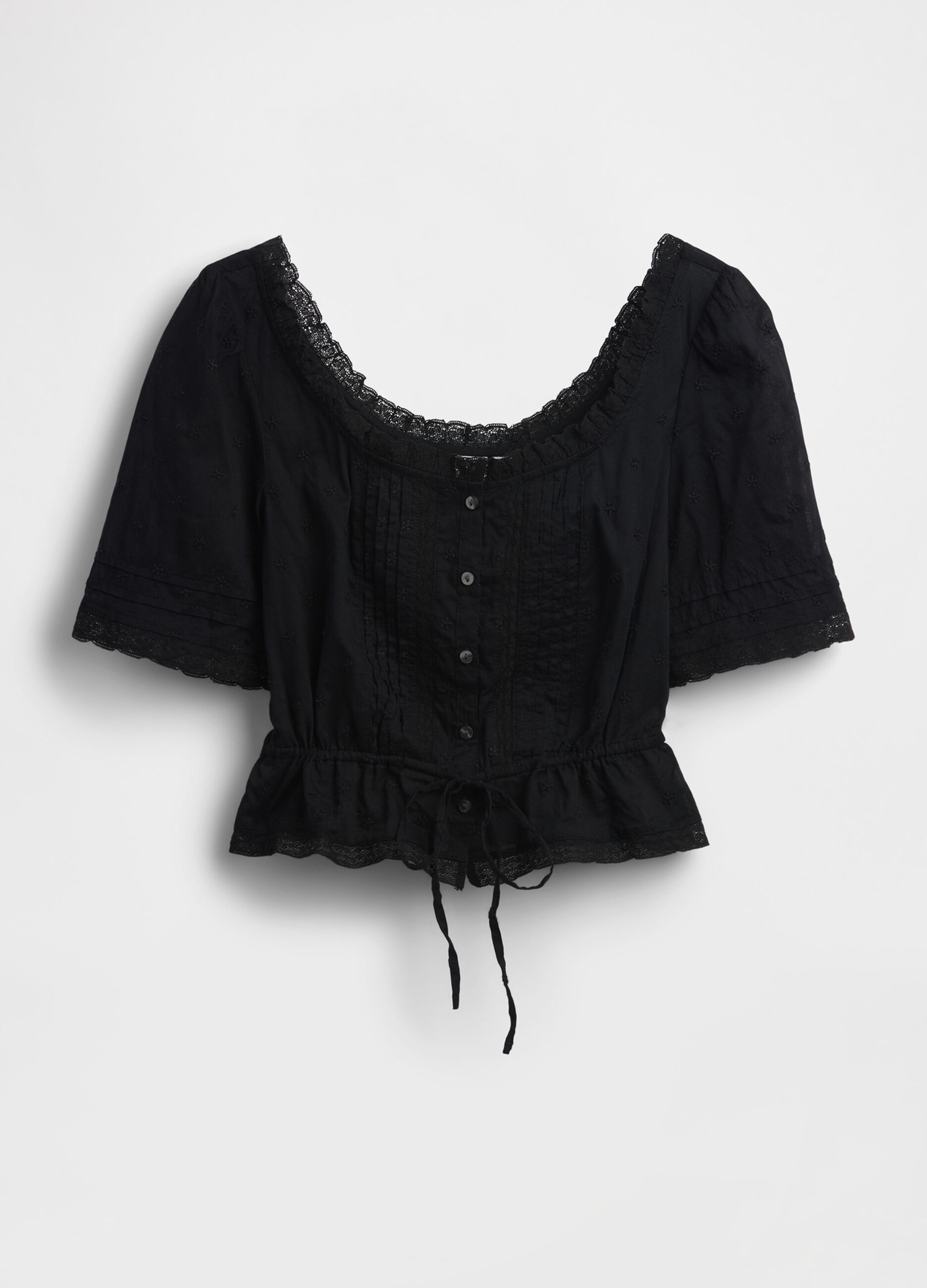 Blusa em algod&atilde;o puro com renda