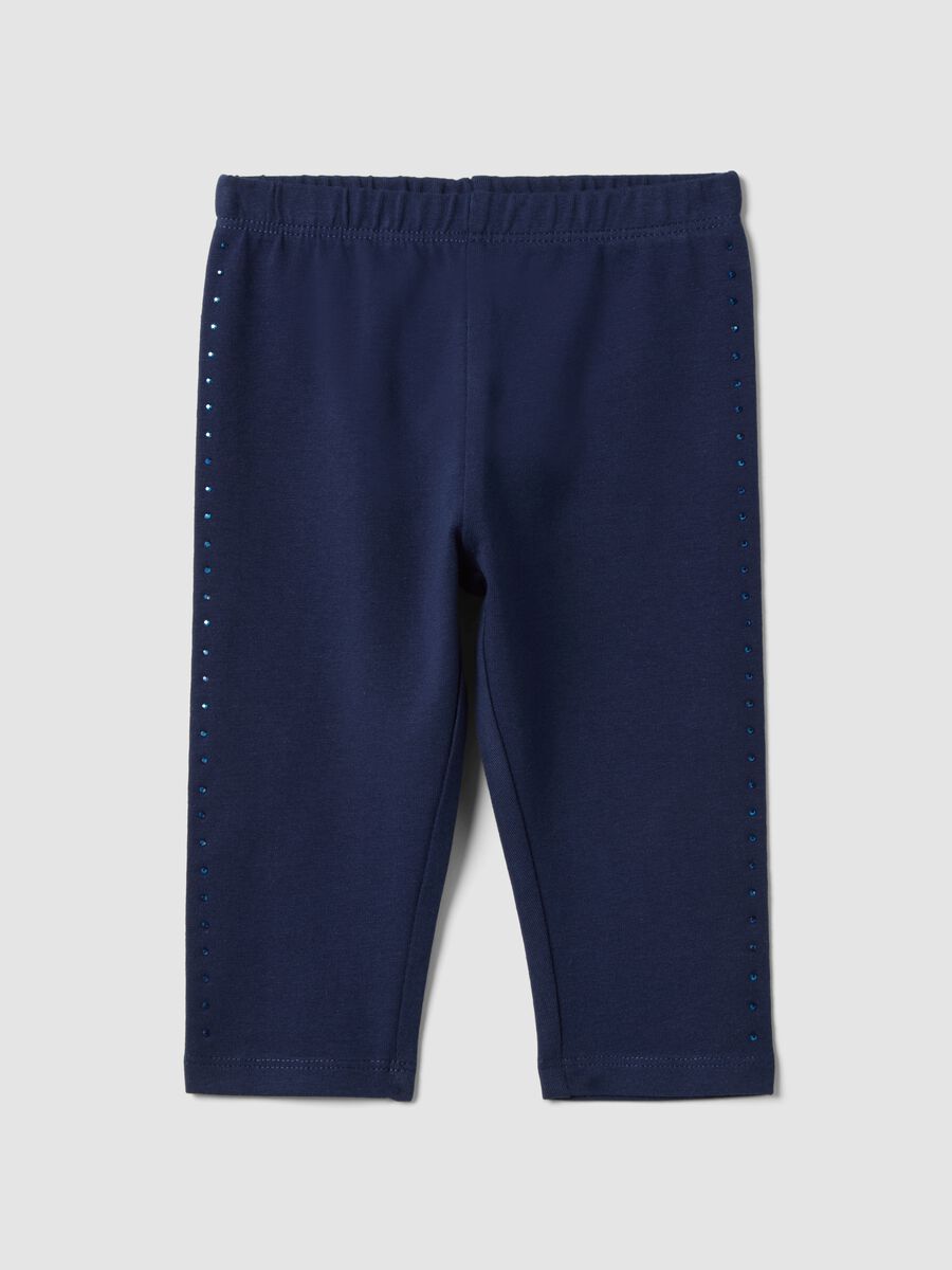 Girls' Slim Fit Blue Stretch Cotton Leggings_0