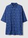 Blue pure cotton patterned kaftan_0