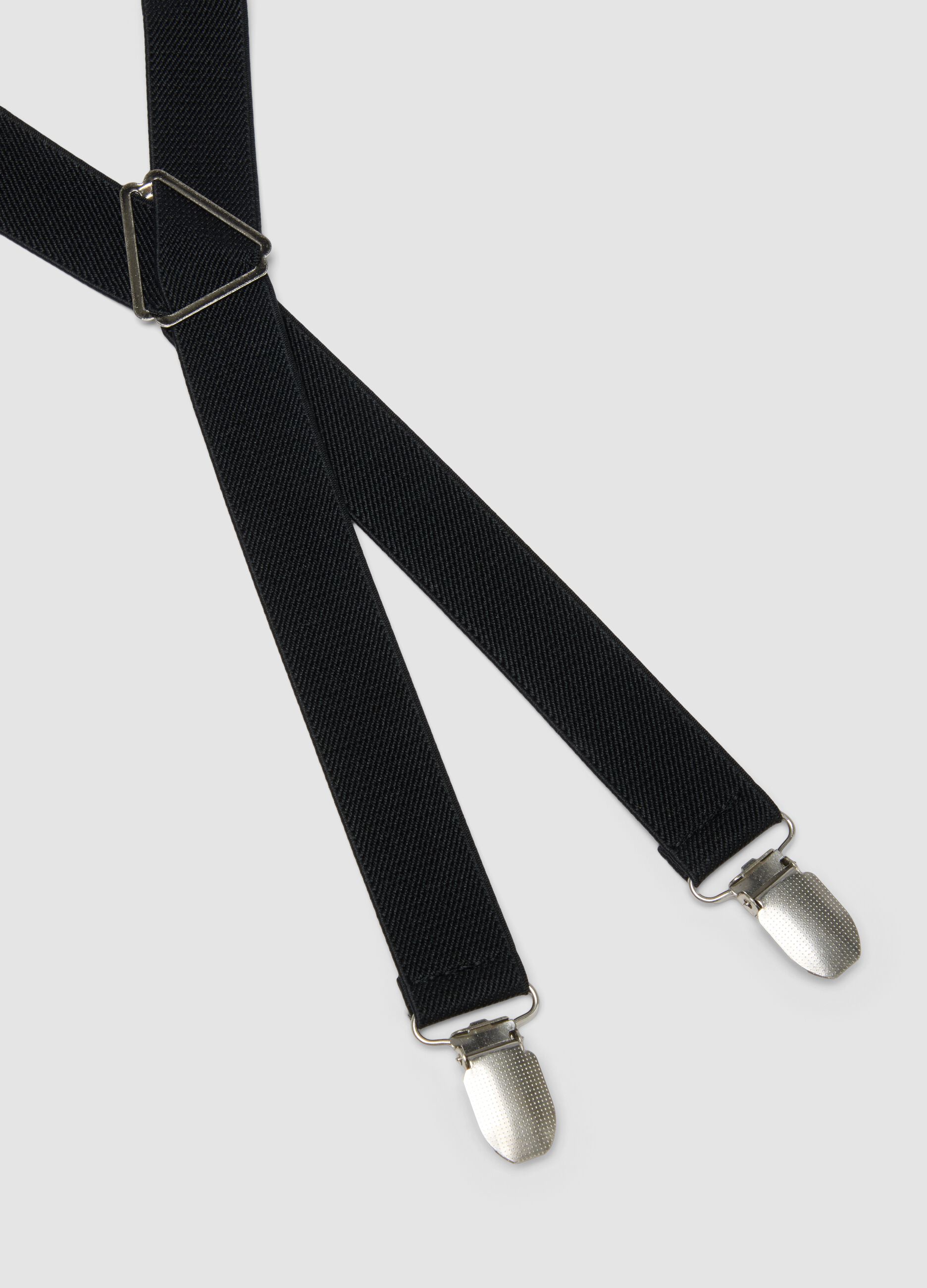 Black elasticated braces with clips