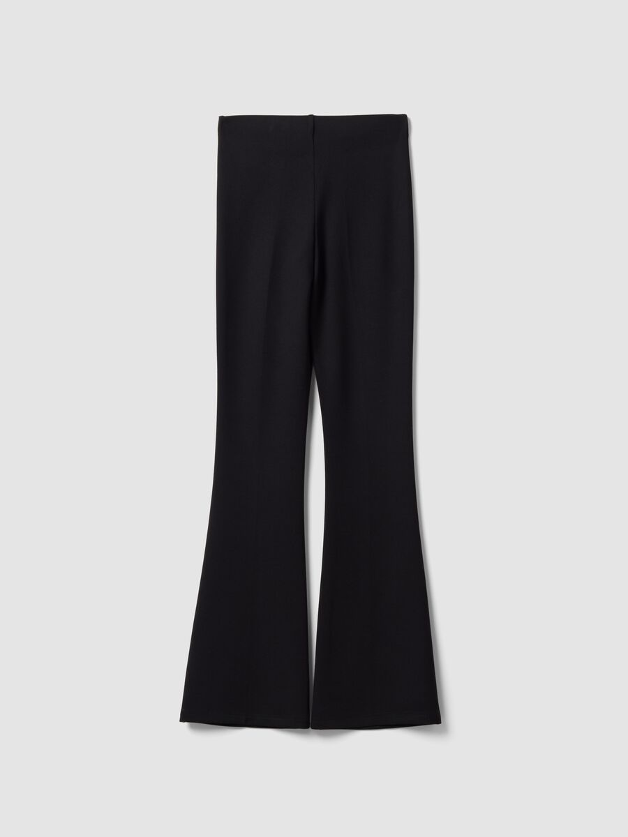 Black flared leggings in stretch viscose Milano stitch_6