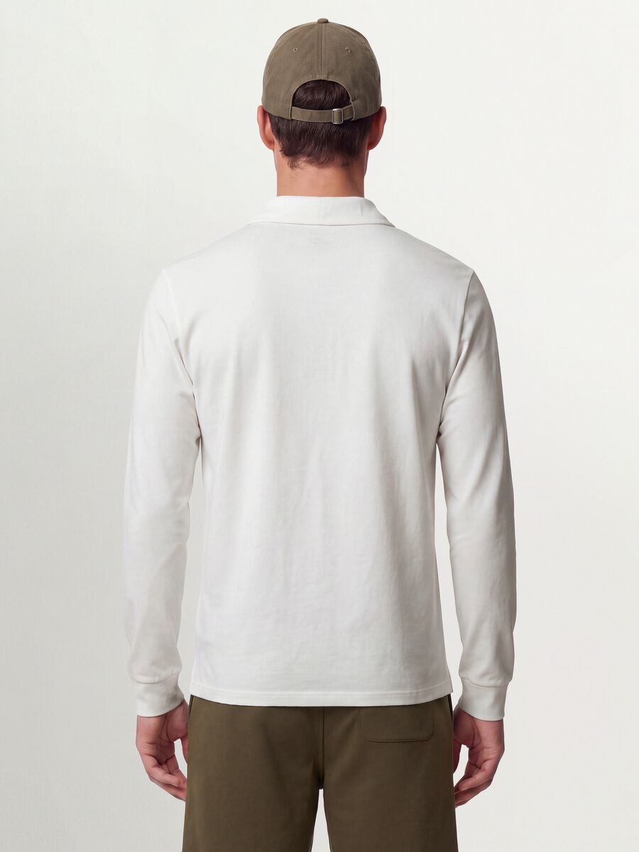 White long-sleeved organic cotton piqu&eacute; polo shirt, regular fit_2