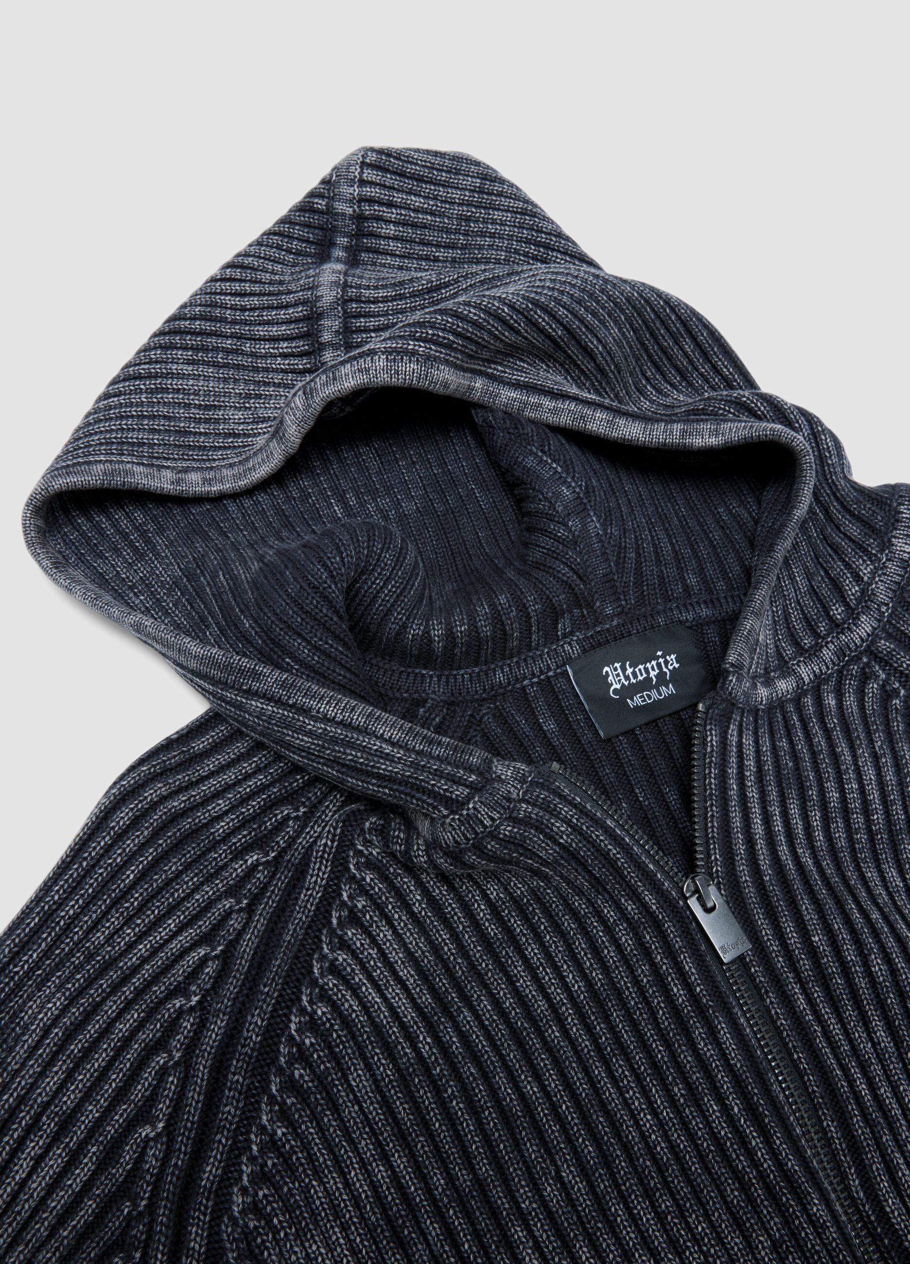 Vintage Grey Rippstrick-Hoodie