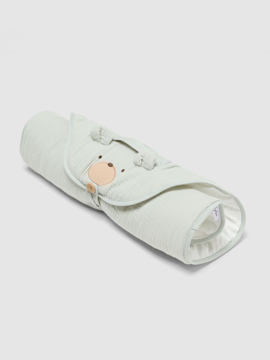 Green 100% cotton baby changing mat with teddy bear design_0