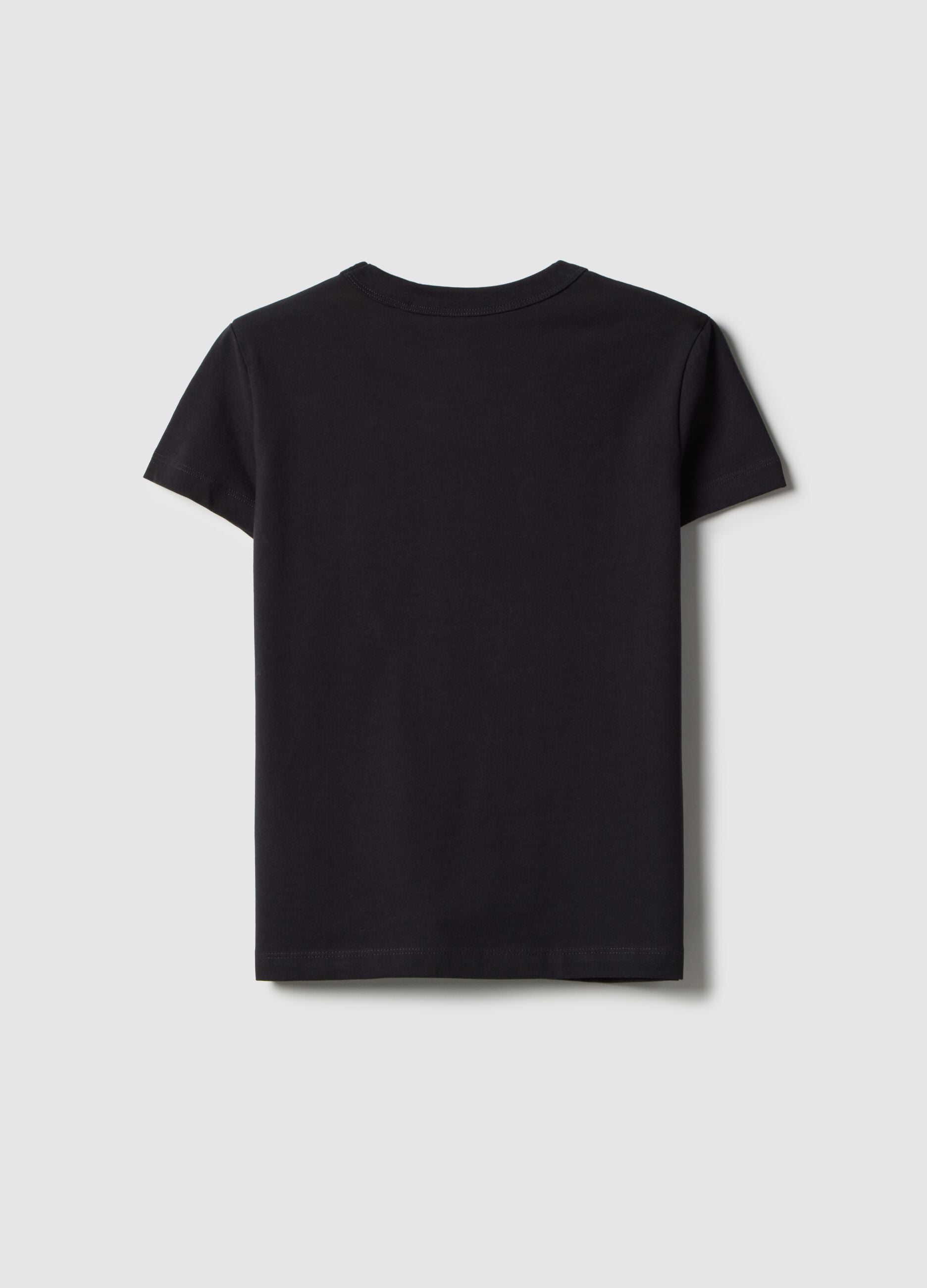 Girls' black cotton blend T-shirt regular fit