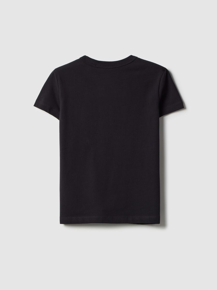 T-shirt de menina em mistura de algod&atilde;o preto corte regular_4