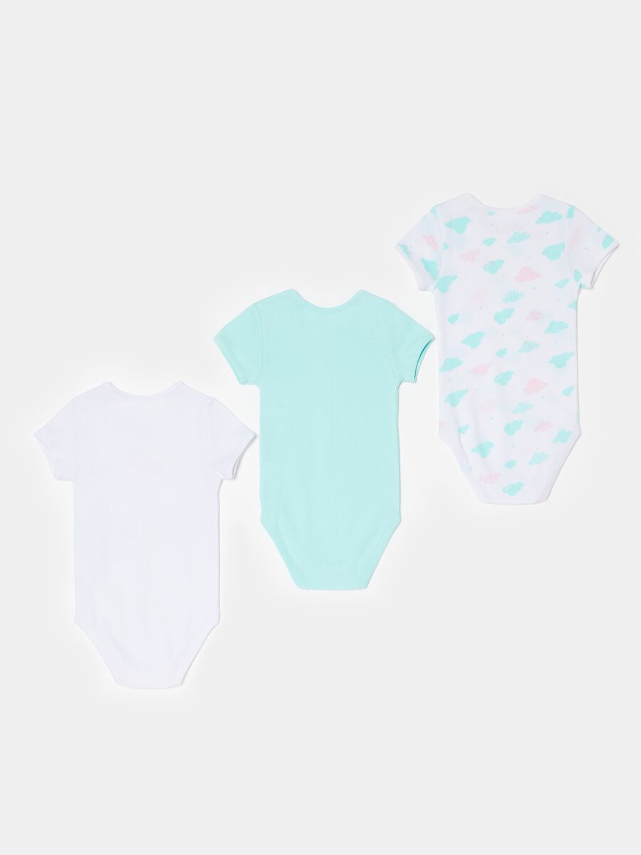Three-pack short-sleeved bodysuits with print_1