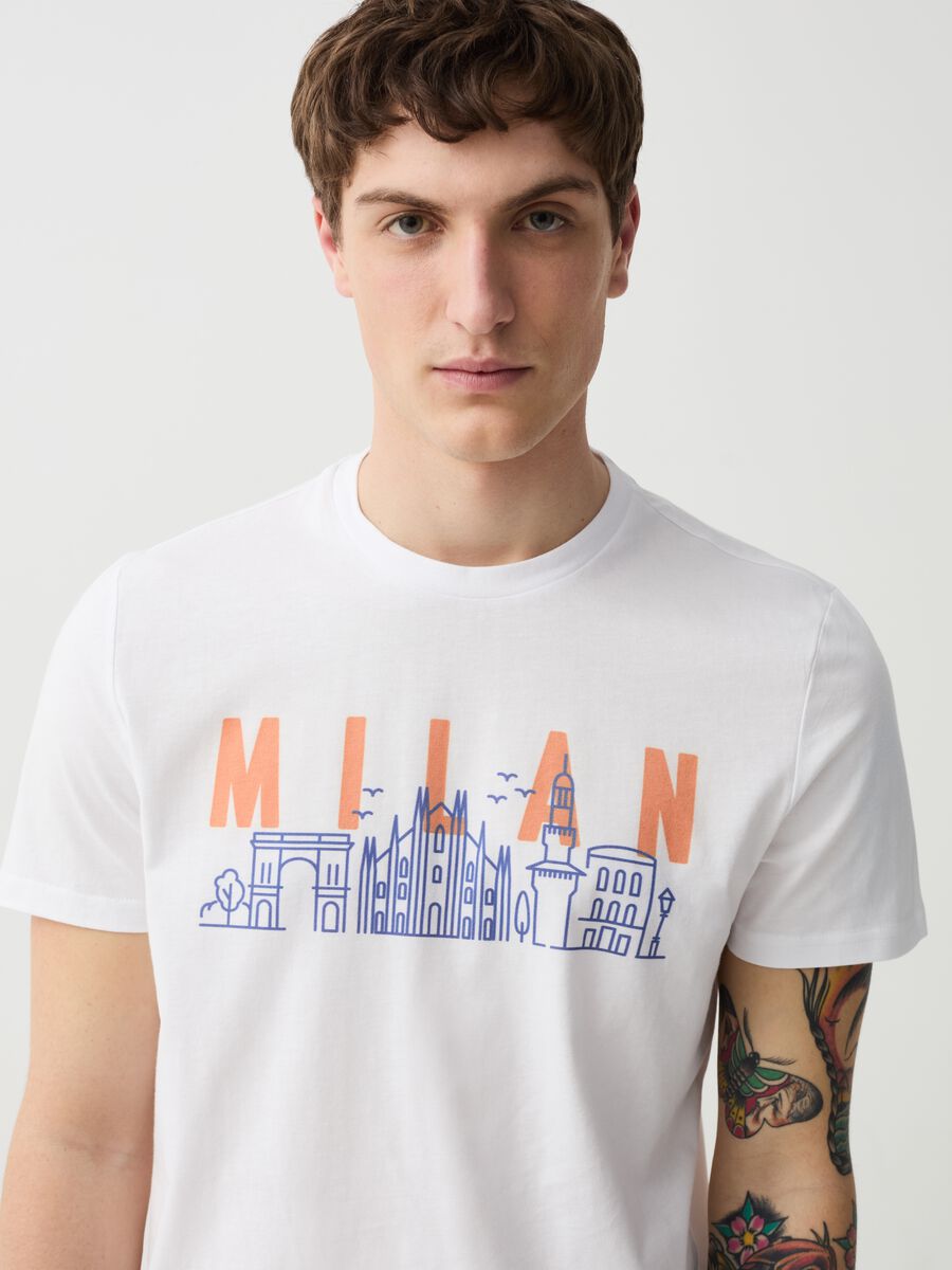 Cotton T-shirt with Milano print_1