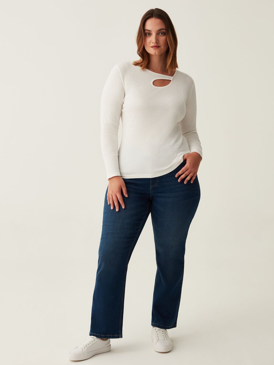Curvy straight-fit jeans with fading_0