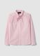 Camicia rosa in cotone elasticizzato a righe con fiocco over fit_4