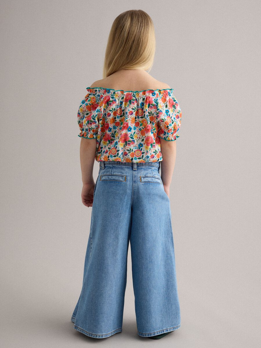 Girls' Pure Cotton Denim Super Wide Leg Jeans_2