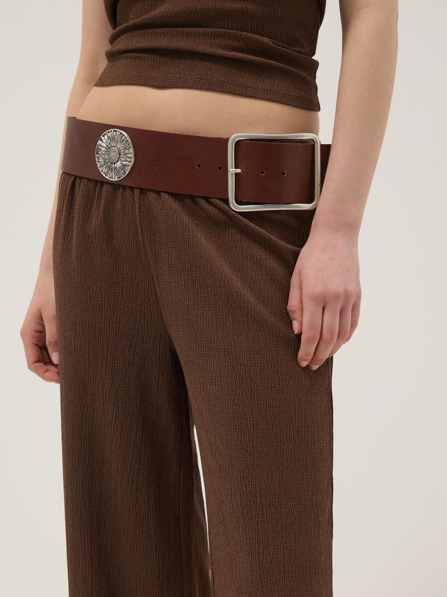 Brown stretch palazzo trousers_3