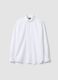 White slim-fit pure cotton shirt with cutaway collar_0
