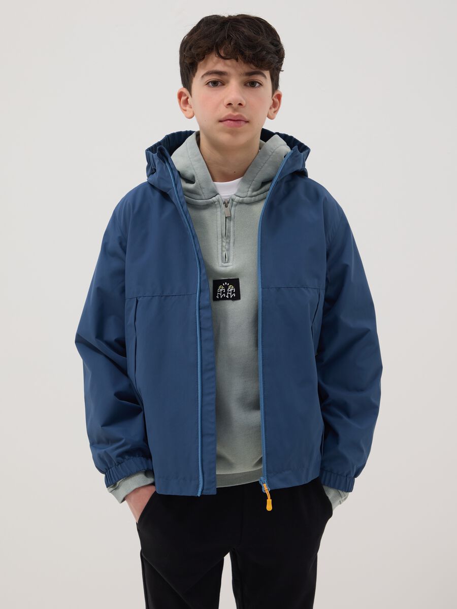 Boys' regular fit blue hooded jacket_0