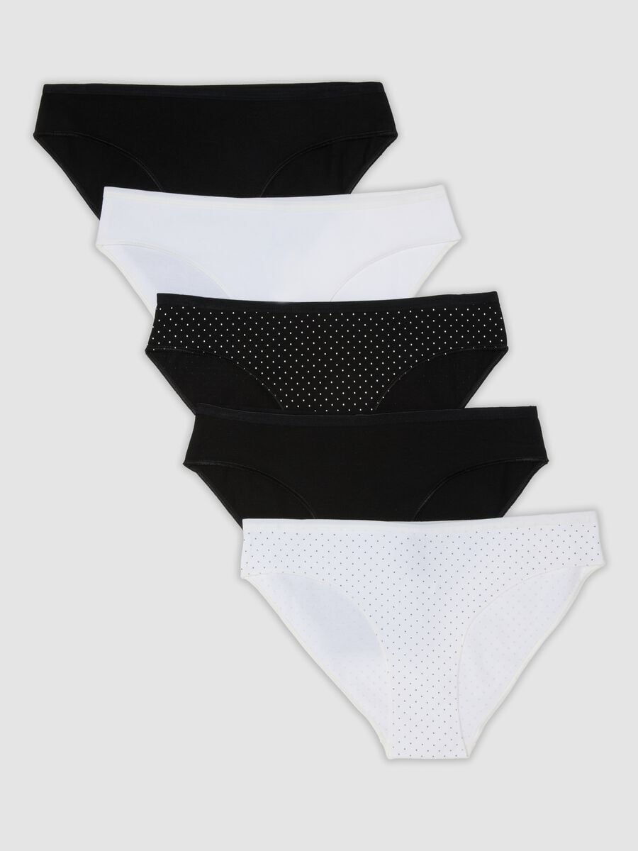 Five-pack of black and white polka-dot stretch cotton briefs_4