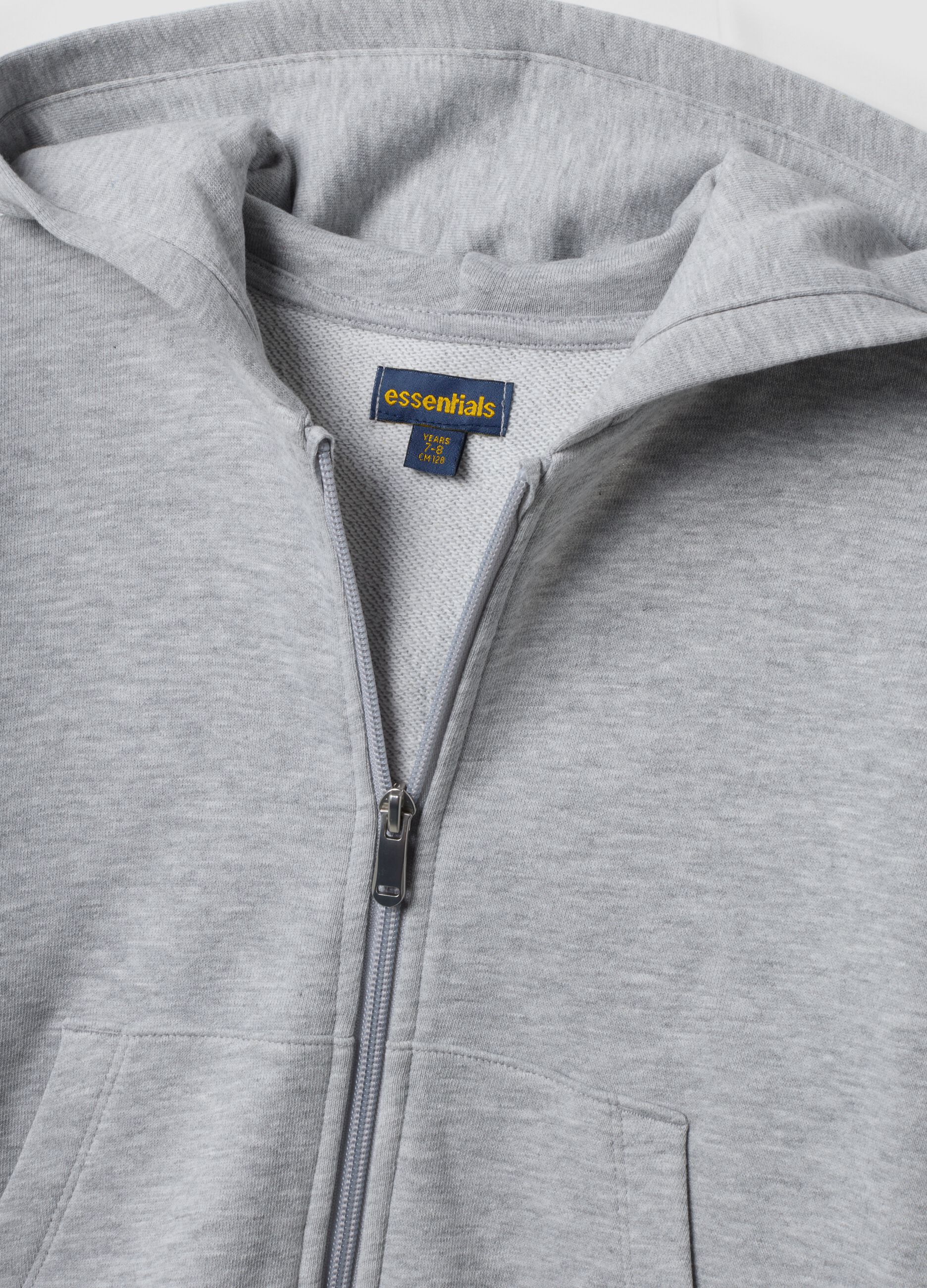 Grey pure cotton hooded sweatshirt