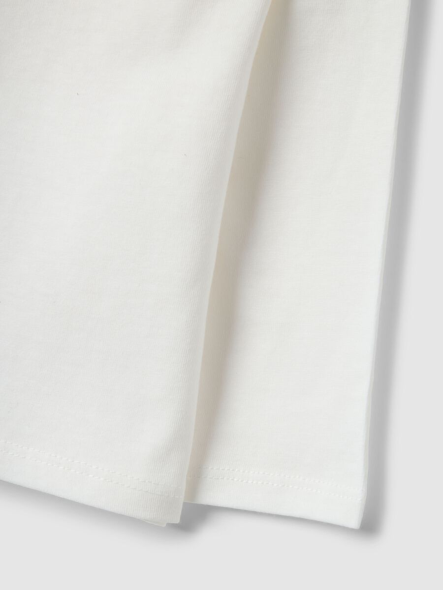 T-shirt a maniche lunghe in puro cotone bianca da bimba con stampe_3
