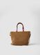 Borsa a mano marrone effetto teddy con tracolla_1