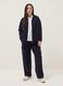 Blue stretch viscose hoodie regular fit with zip_2