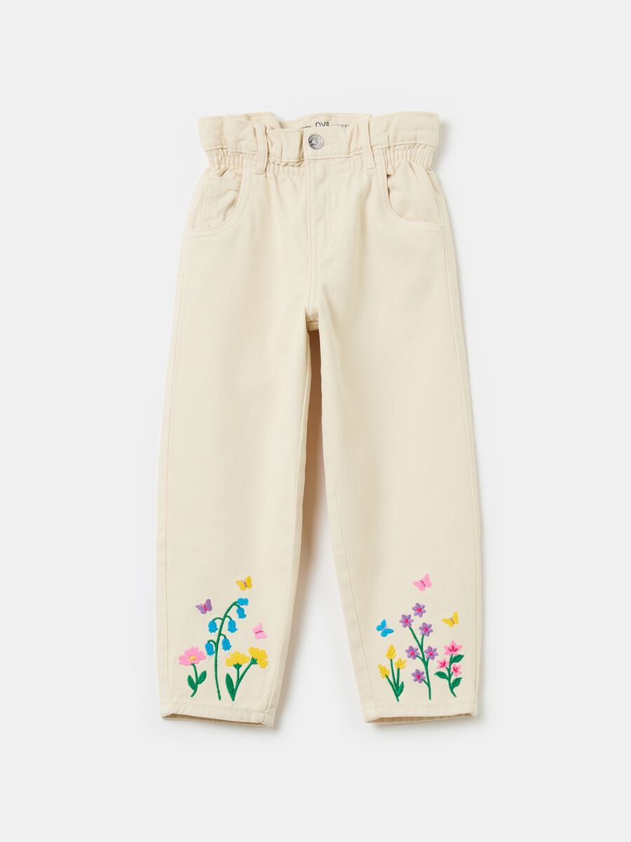 Paper bag jeans with embroidery_0