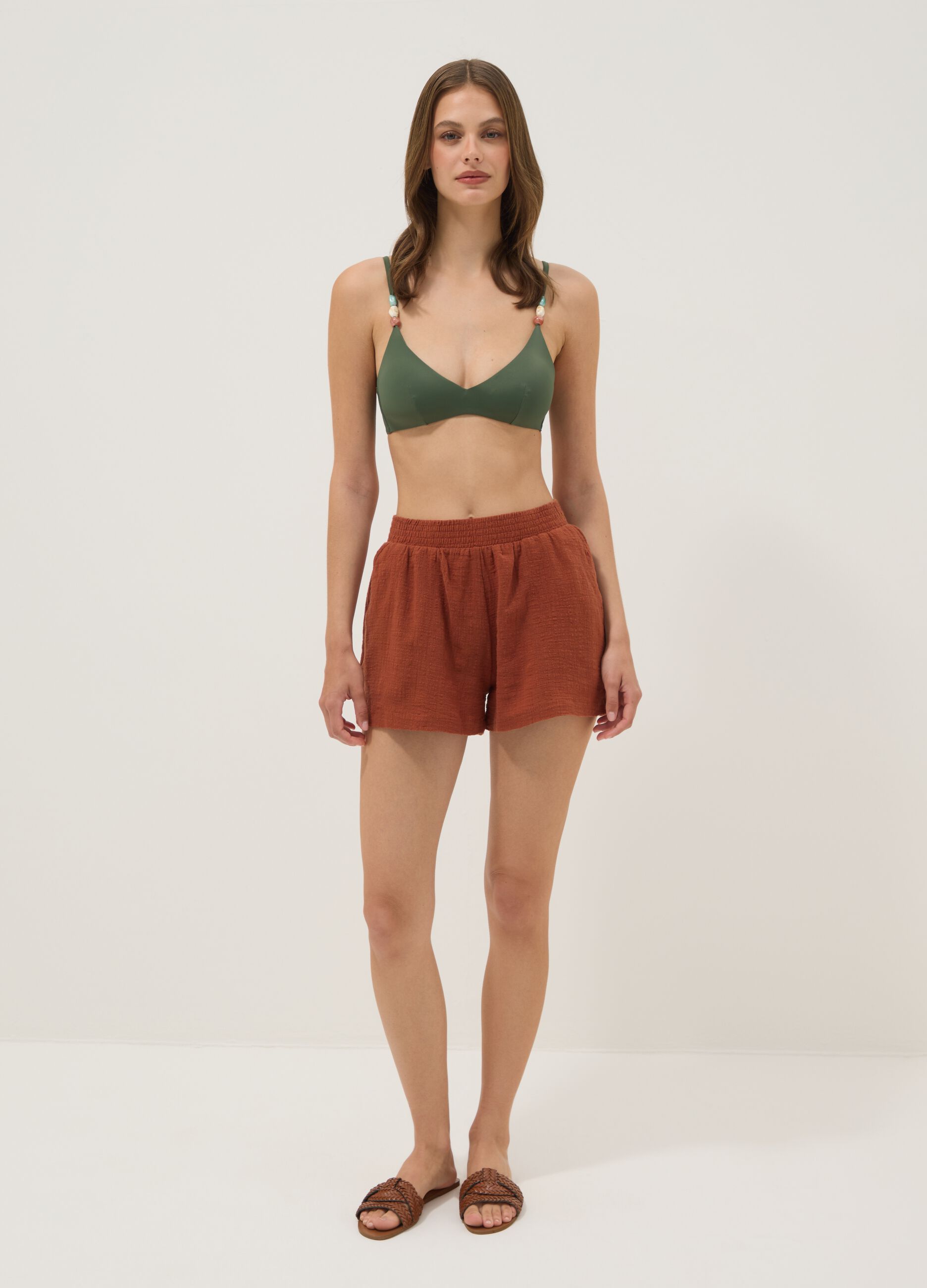 Brown pure cotton shorts
