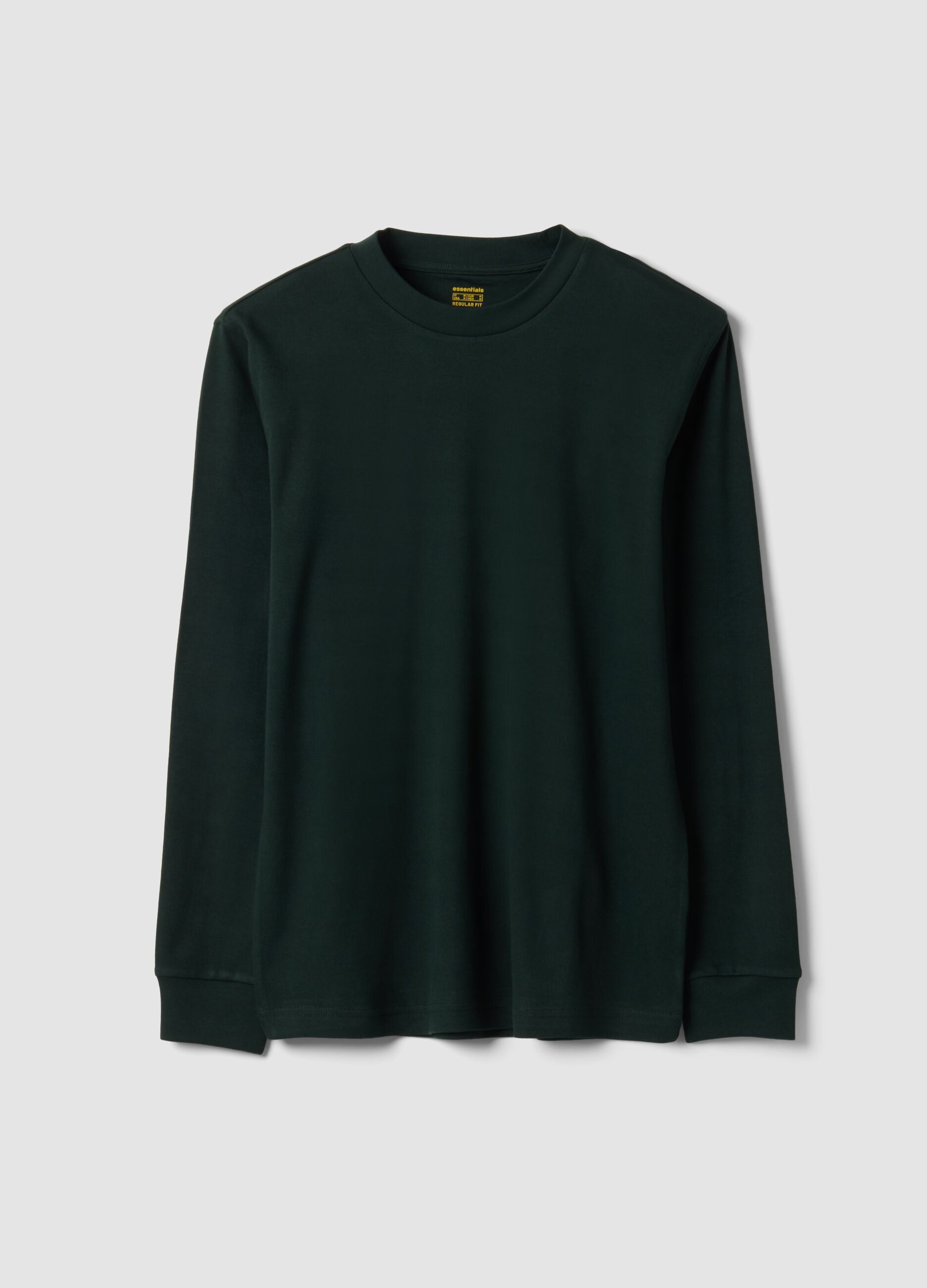 T-shirt verde in puro cotone girocollo regular fit
