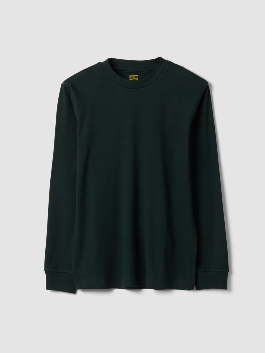 T-shirt verde in puro cotone girocollo regular fit_0