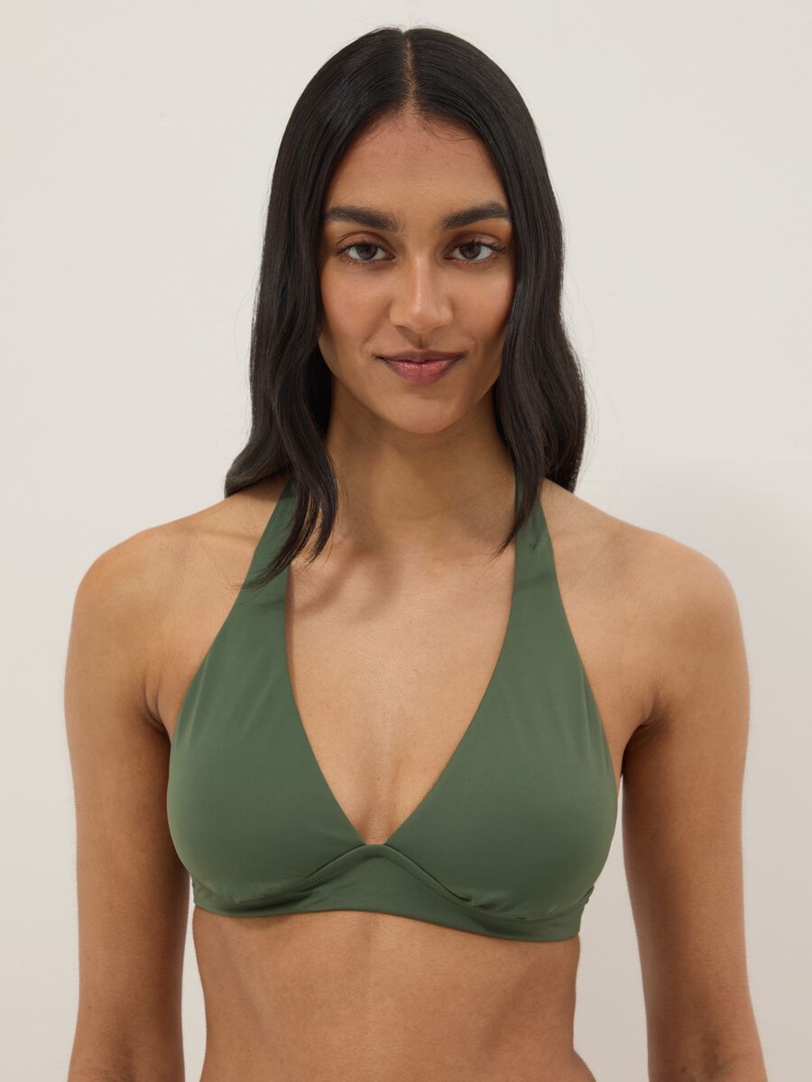 Gr&uuml;nes, elastisches Triangel-Bikini-Top_0