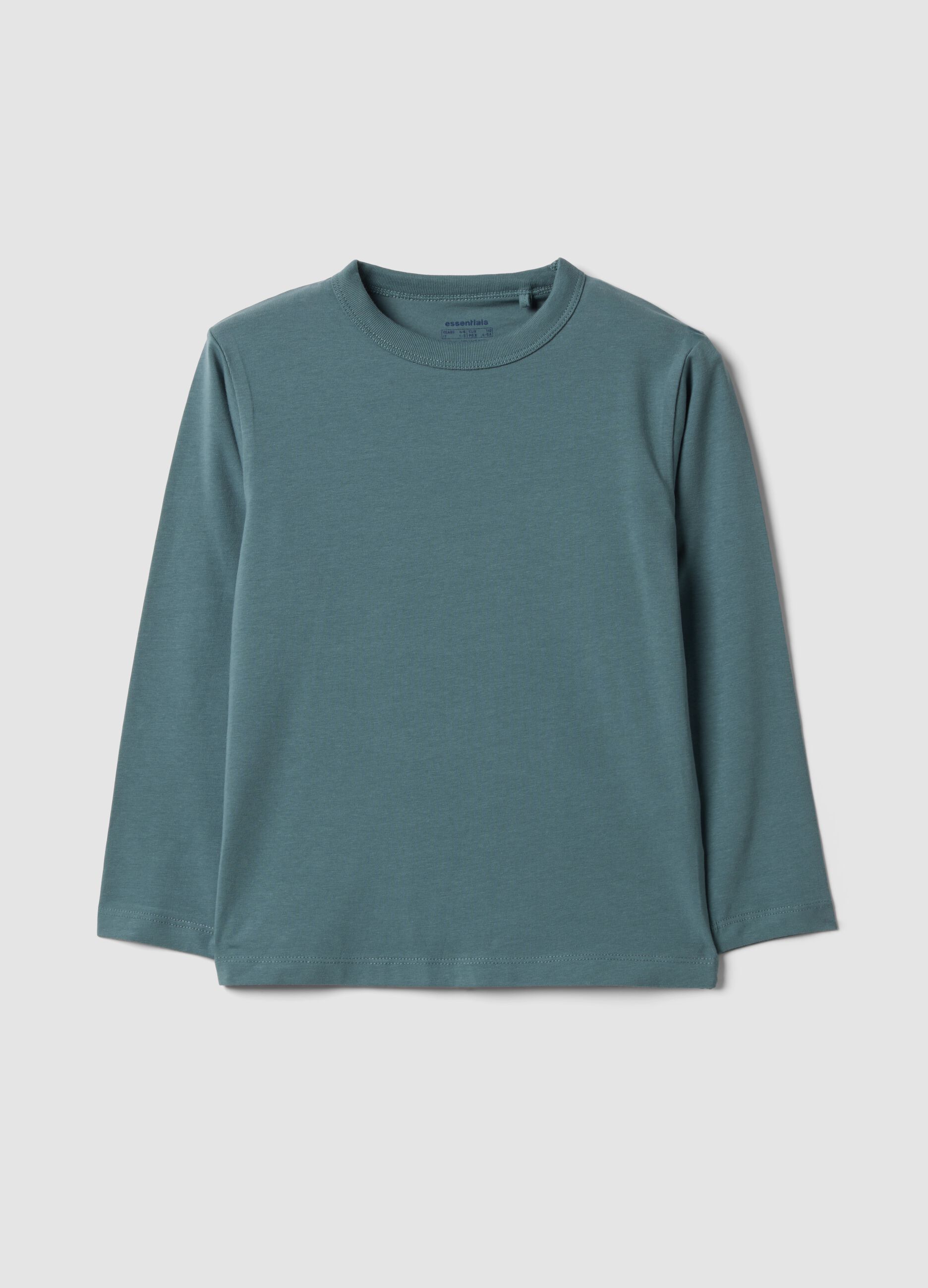 Blue long-sleeve organic cotton T-shirt