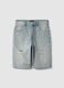 Blue denim skater fit pure cotton shorts with rips_4