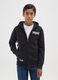 Children's black cotton blend hoodie regular fit with zip_0