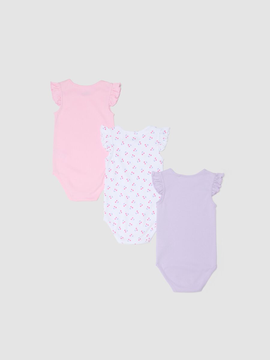 Multicoloured pure cotton baby girl bodysuit tripack with frills_1