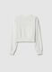 Girls' white crew neck sweatshirt in pure cotton regular fit_4