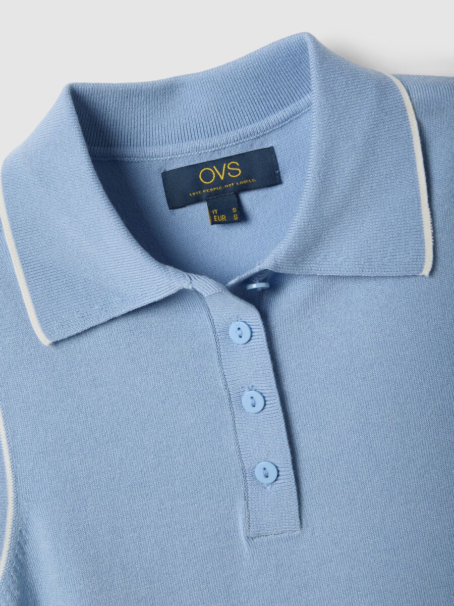 Sleeveless light blue viscose blend polo slim fit with buttons_1