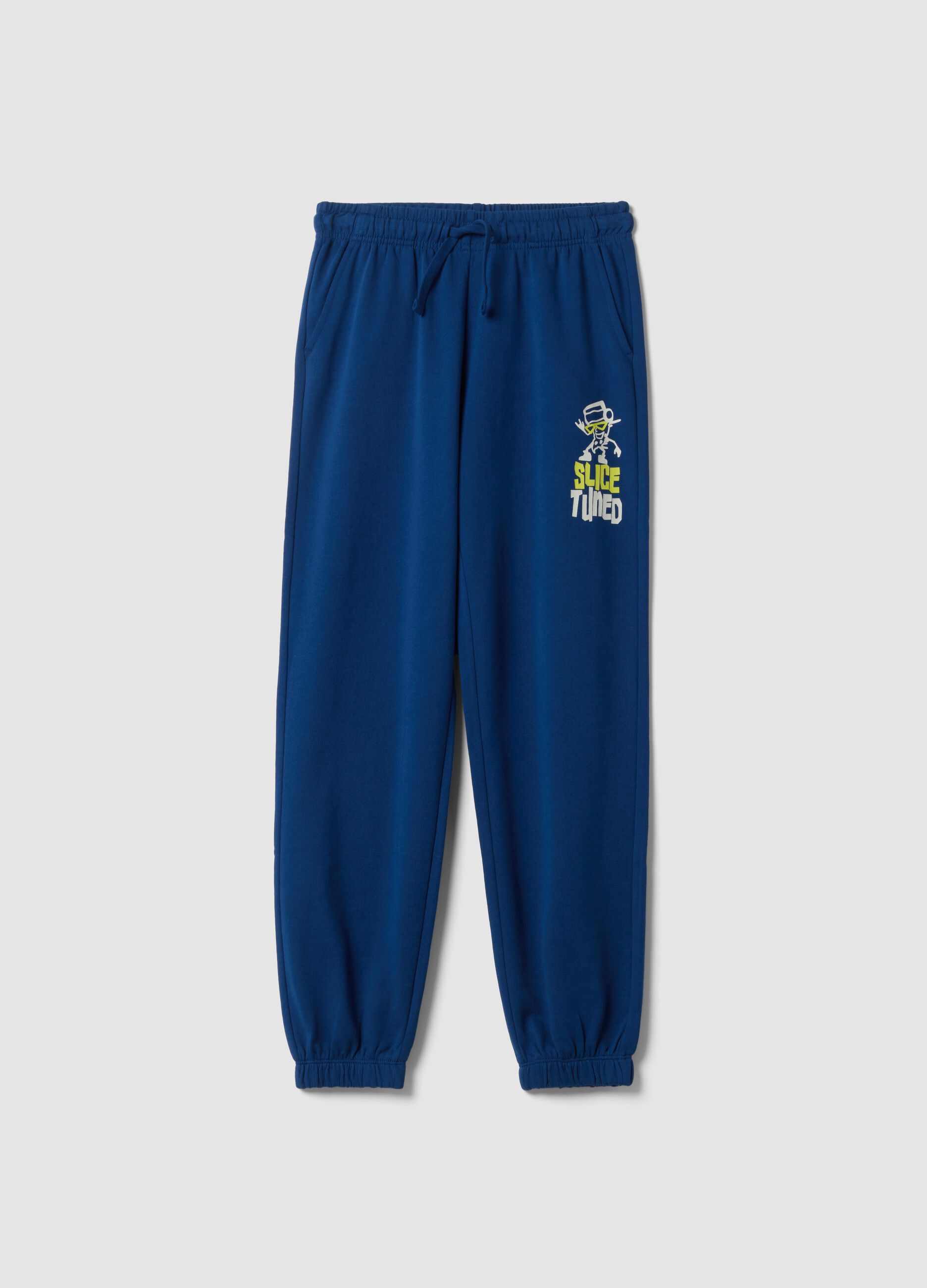 Pantaloni jogger blu in puro cotone