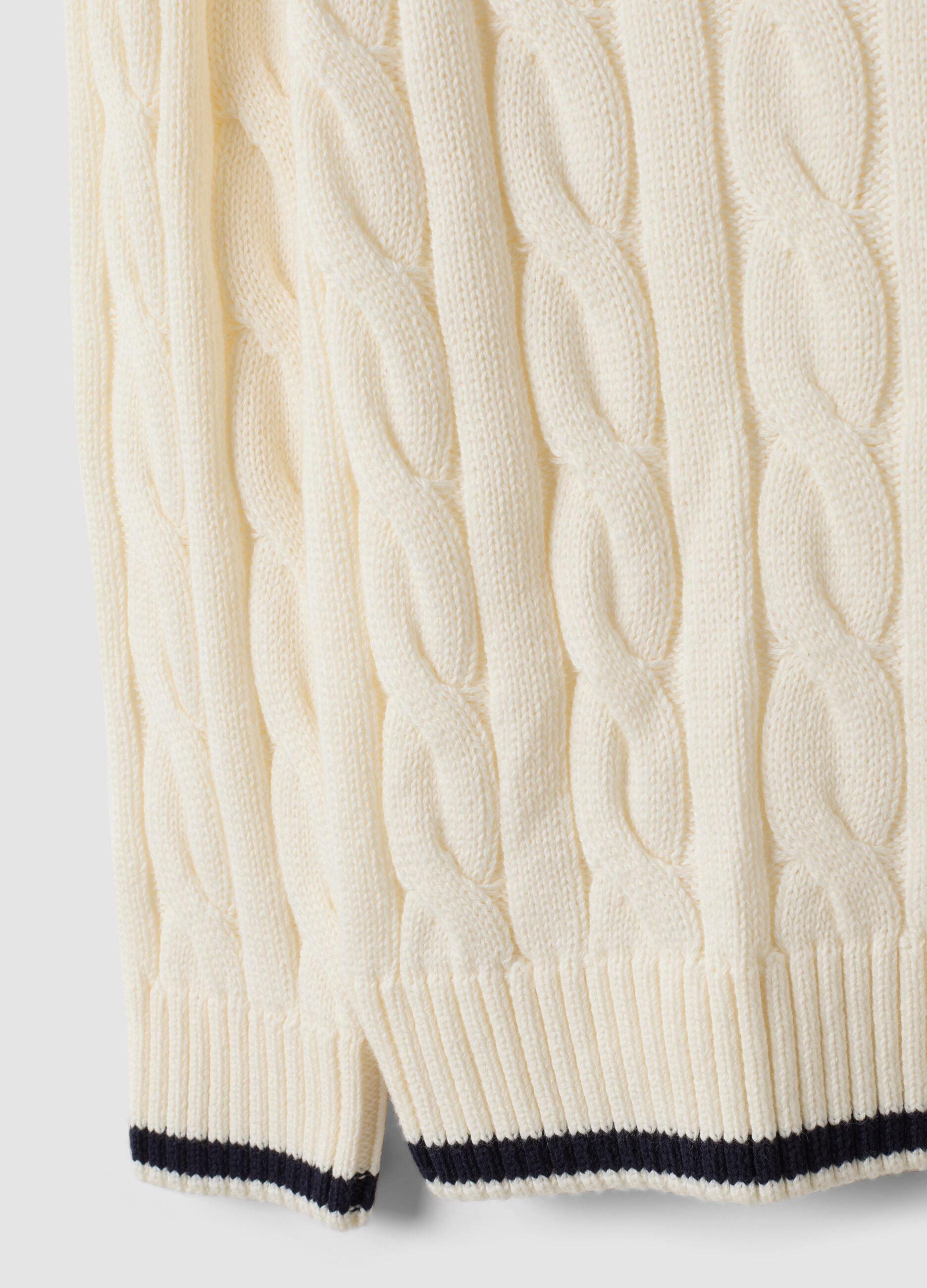 Maglia bianca in puro cotone a trecce over fit per bambino