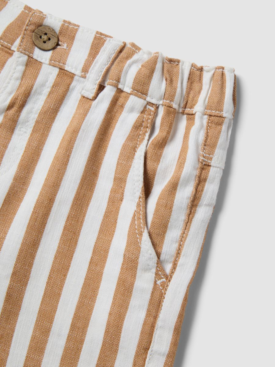 Multicolour striped cotton and linen blend shorts for toddlers with regular fit_3