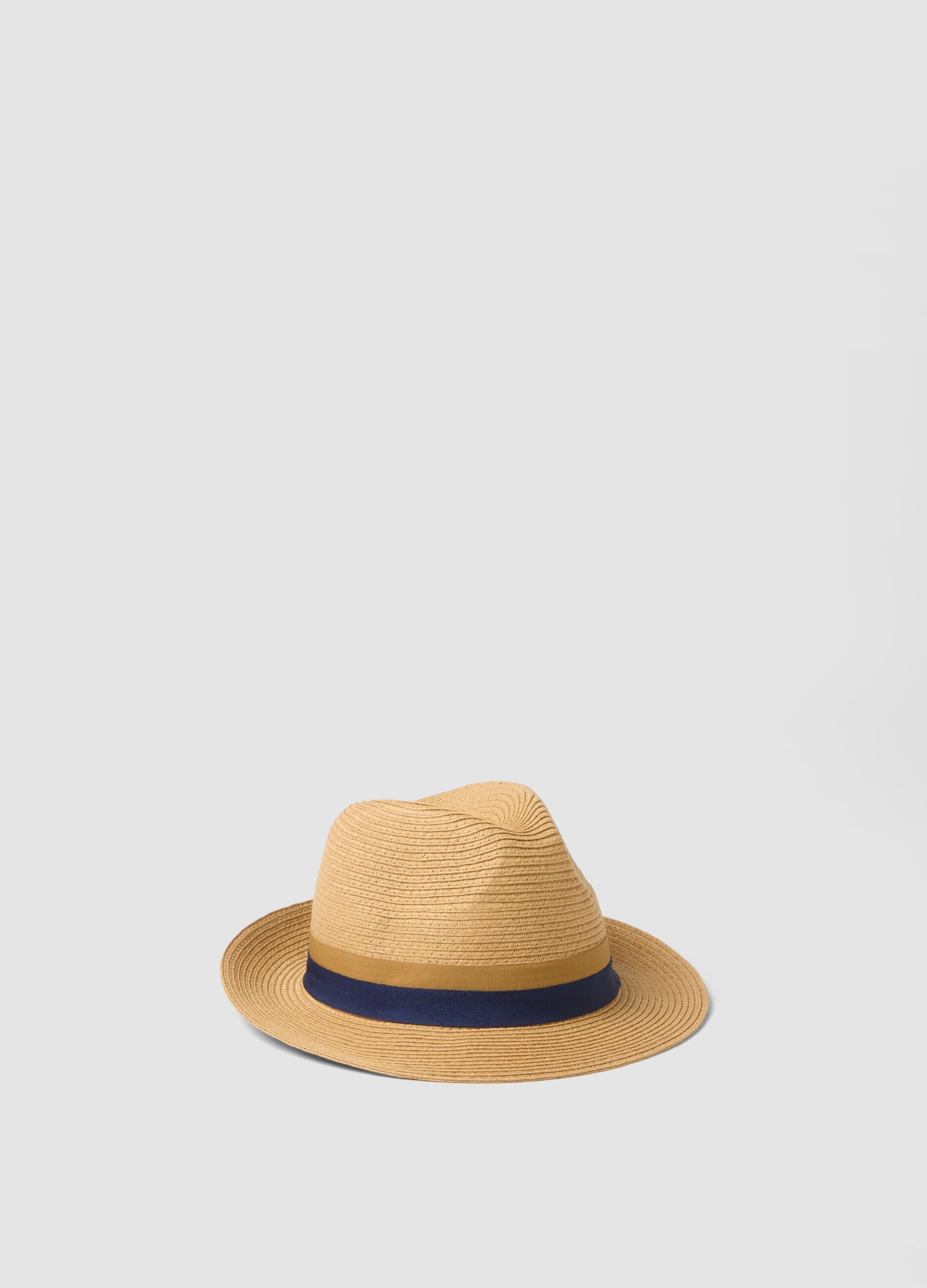Beige fedora hat in pure paper fabric, unlined