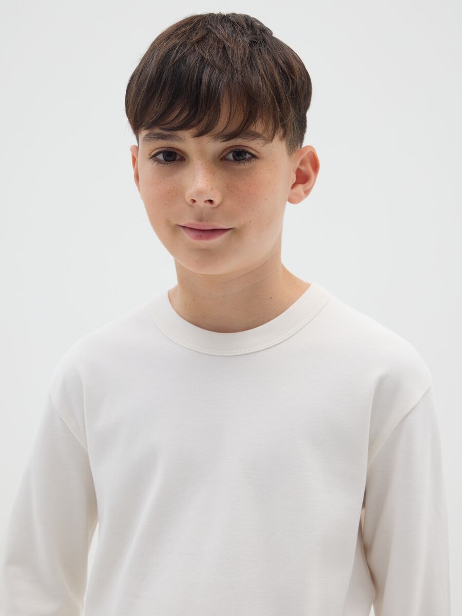 Boys' white pure cotton regular fit sweater_2