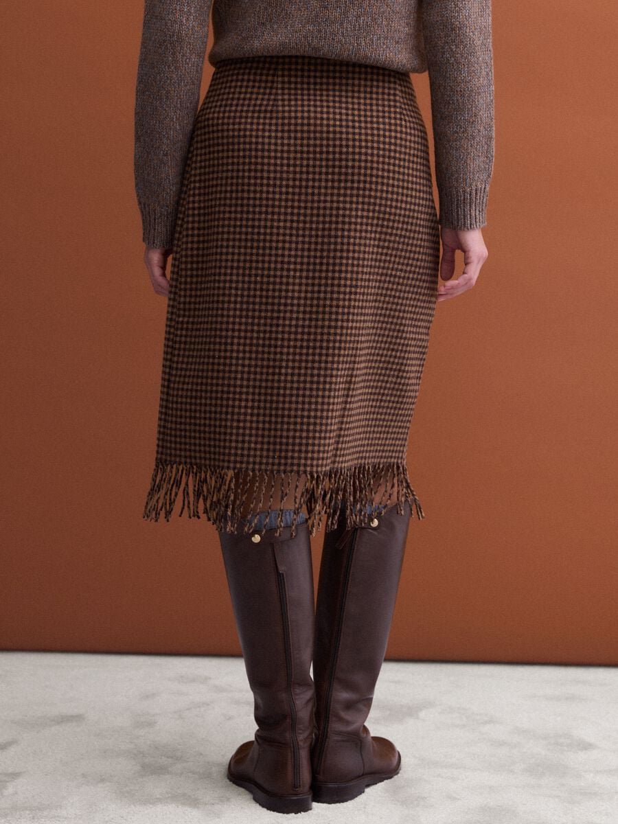 Brown and black wool-viscose blend skirt_2