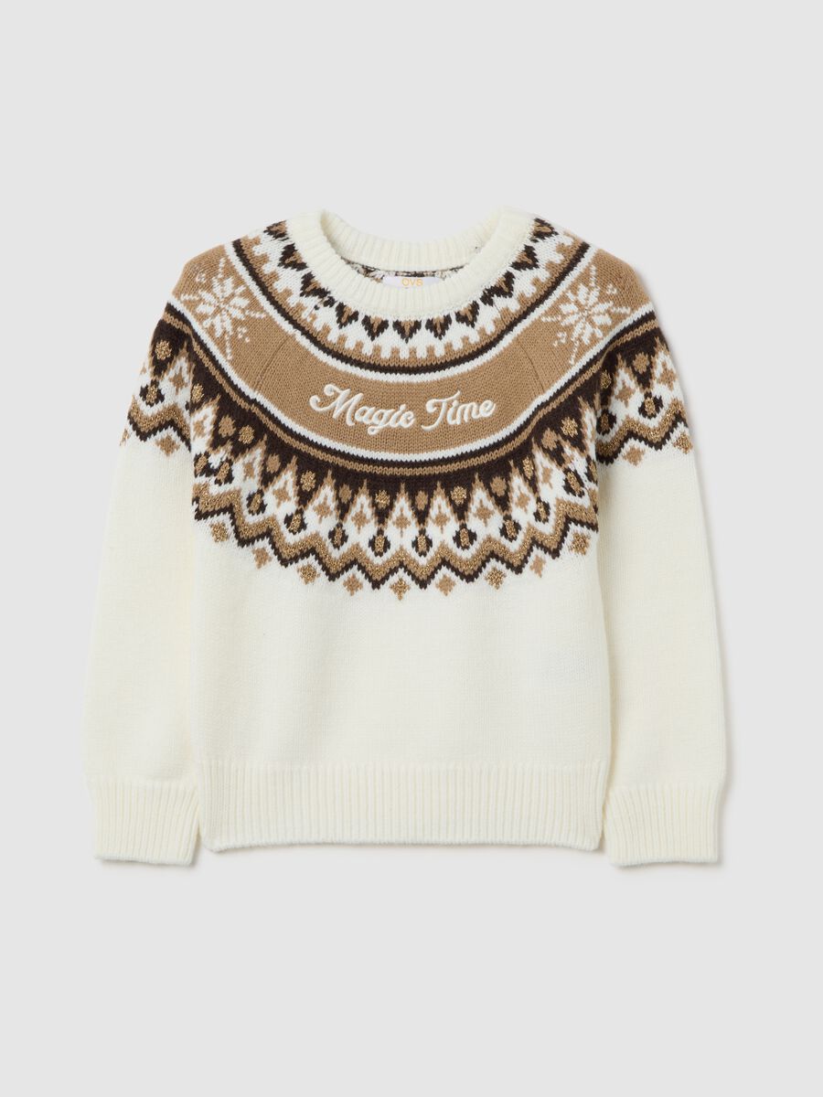 Girls' multicolour regular fit pullover with Christmas pattern_0