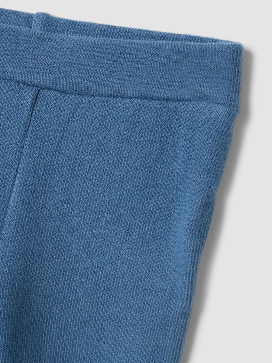 Blue cotton and stretch viscose set with bow_3